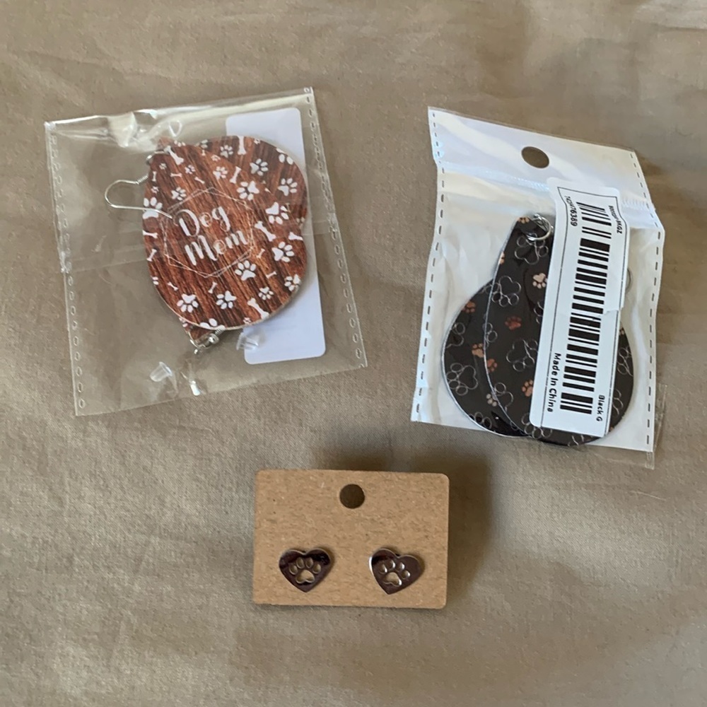 3 Pairs of “Dog Mom” Earrings - NWT